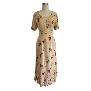 Vintage Terrry Ward Floral Garden Maxi Dress: Size M